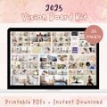2025 Vision Board Kit Journaling Printable Bundle Personal Growth Planner Templates Travel Career Goals Wellness Manifestation Tool A4 PDF