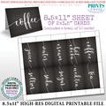 Beverage Station Labels, Coffee Tea Soda Juice Water, PRINTABLE 8.5x11” Sheet of Ten 2"x3.5" Chalkboard Style Non-Alcoholic Drink Signs <ID>