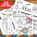 Third Grade printable coloring activity bundle, word search scramble game, 3rd grade teacher sheet, first day of school digital download