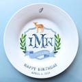 Birthday Plate for Boys and Girls Ceramic Monogram Woodland Animal Birthday Plate Personalized Plate for Birthday Party Baby Boy Gift Idea
