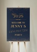 Graduation Party Celebration Welcome Sign, Navy and Gold Theme, Classic Theme