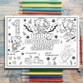 Sonic Birthday party favor Activity Sheet Template Editable Canva Coloring Placemat mat Printable instant download