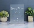Baby Name Ideas Sign, Baby Name Suggestions, Minimalist Baby Shower, Gender Neutral, Acrylic Signage