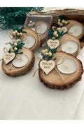 Wooden Log Candle Holder Gift for Engagement, Wedding, Henna, and Special Occasions – Boxed with Dried Flowers – Custom Design