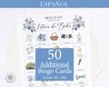 ADD-ON: 50 additional Lotería de Boda cards (numbered 101-150) to go with the original game, sold separately. Dusty blue color theme.