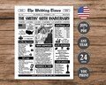 60th Anniversary Newspaper Poster, 1965 Anniversary Sign, 60th Wedding Anniversary Gift, Married in 1965 Poster Digital Download