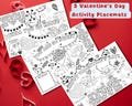 3 Valentines Day Activity Placemats for kids | 3 Printable Valentines Day Activity and Coloring Placemat | Coloring and Activity placemats