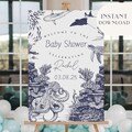 Nautical Baby Shower Welcome Sign Editable Under the Sea Baby Shower Bundle Ocean Theme Welcome Sign Baby Shower Poster Beach Theme Boy