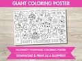 Printable Giant Valentines Coloring Poster | Large Art Doodle Page for Valentines Party, 24x36in, Digital Download, Kids Valentine Activity